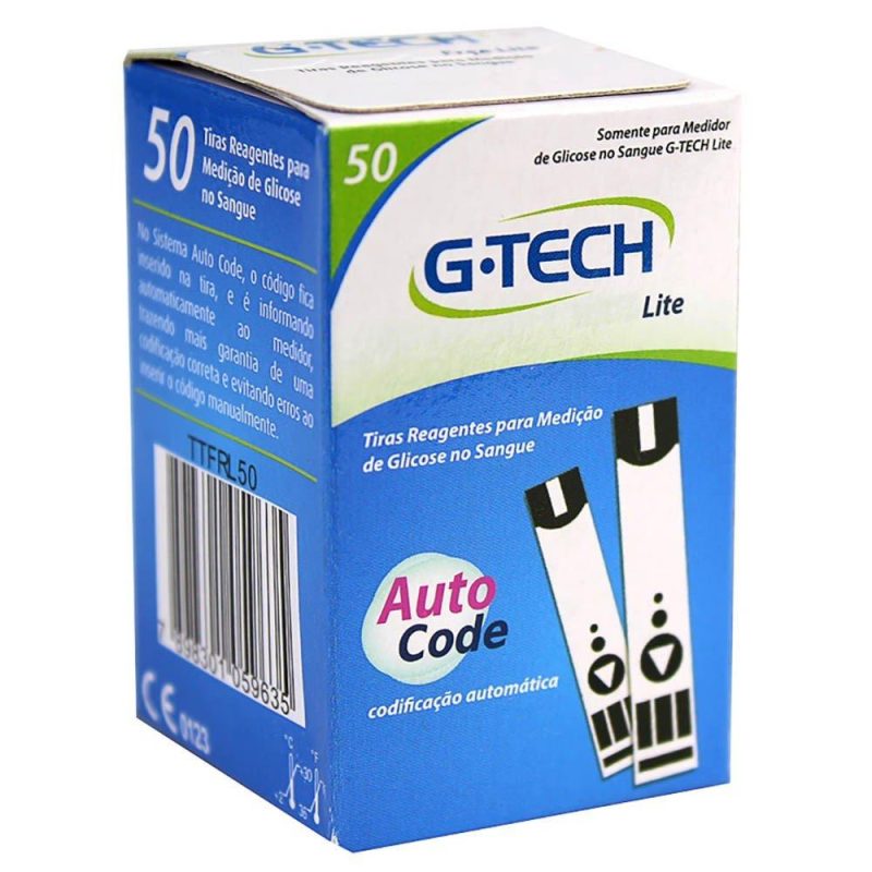 1bea9e7fcbe858fb7abd80fbf24954ba 1 Fita para Medir Glicose G-Tech Lite com 50 Unidades