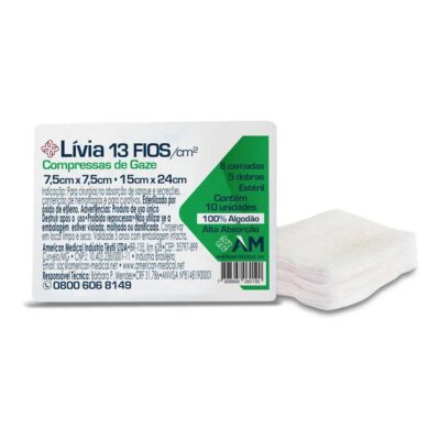 Gaze Estéril 13 Fios 7,5 x 7,5 Livia C/10 Unidades America