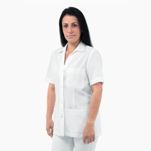 Jaleco Manga Curta Oxford Branco P Ana Paula