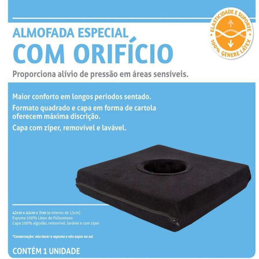 Almofada de Látex Quadrada com Orifício Perfetto 2 Almofada de Látex Quadrada com Orifício Perfetto – imagem 2 de 6