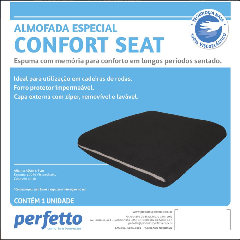 Almofada de Látex Quadrada Confort sem Orifício Preta Perfetto