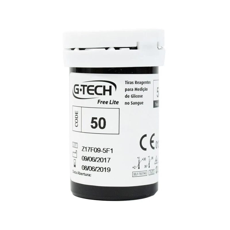 ca6ff3ddcd28f942b91c326607086c8a 1 Fita para Medir Glicose G-Tech Lite com 50 Unidades