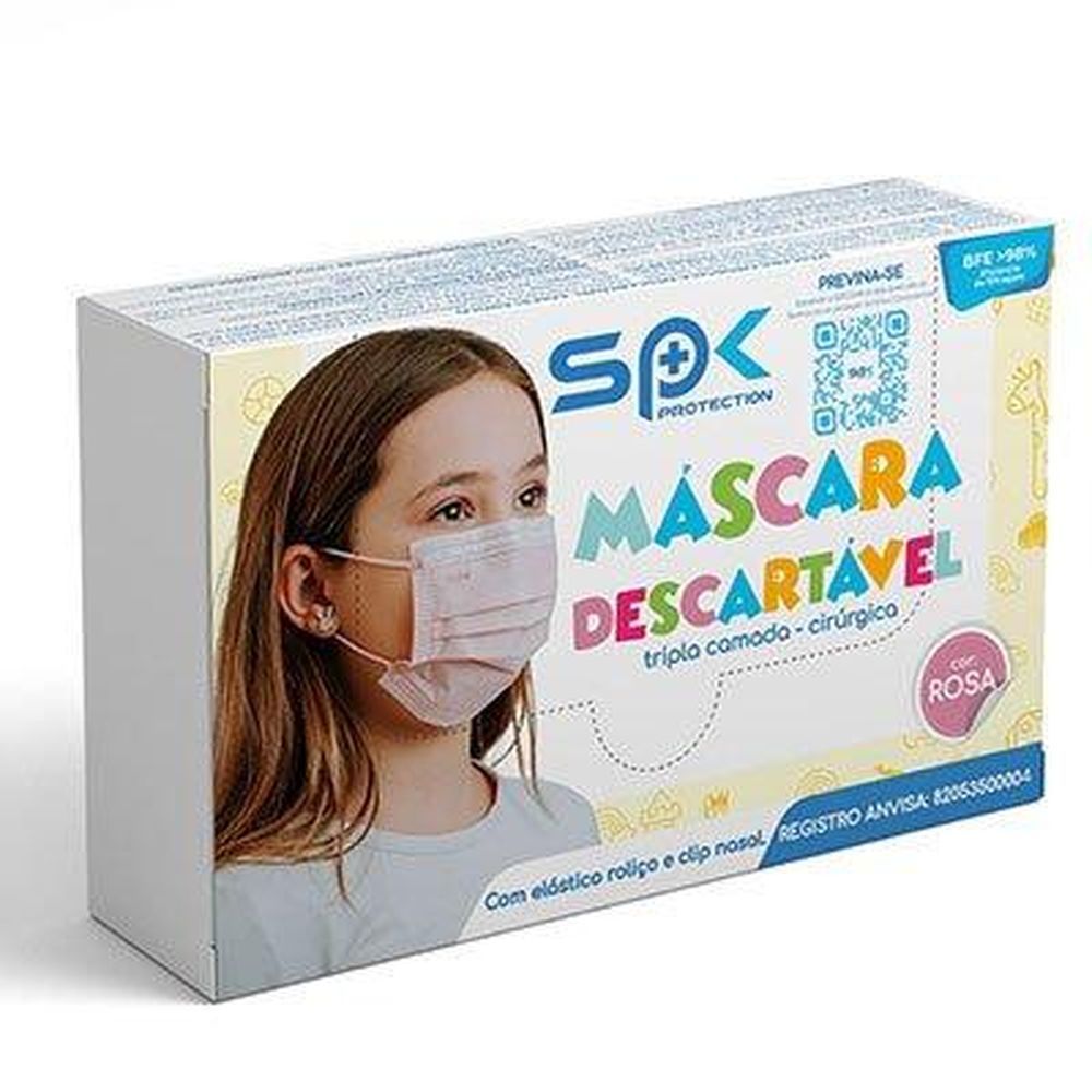 Mascara Descartavel Tripla com Elastico TNT Infantil SPK 1 Mascara Descartavel Tripla com Elastico TNT Infantil SPK