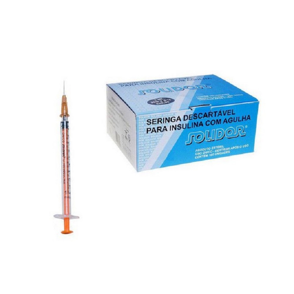 Seringa de Insulina 1ml com Agulha 13mm x 0,33mm Solidor – imagem 3 de 3