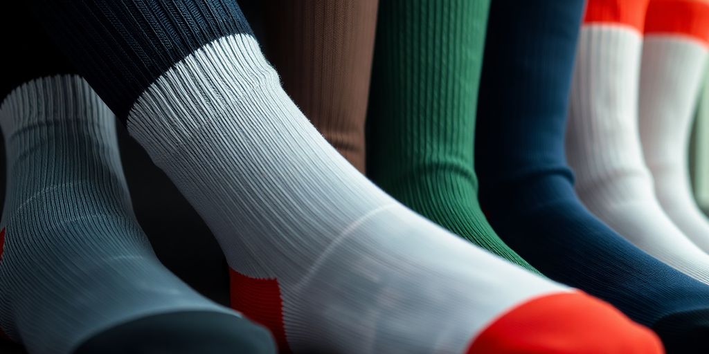 Meia Compressão: 7 Dicas para Não Errar na Hora de Comprar 1 Meias de compressão em diferentes cores e estilos.