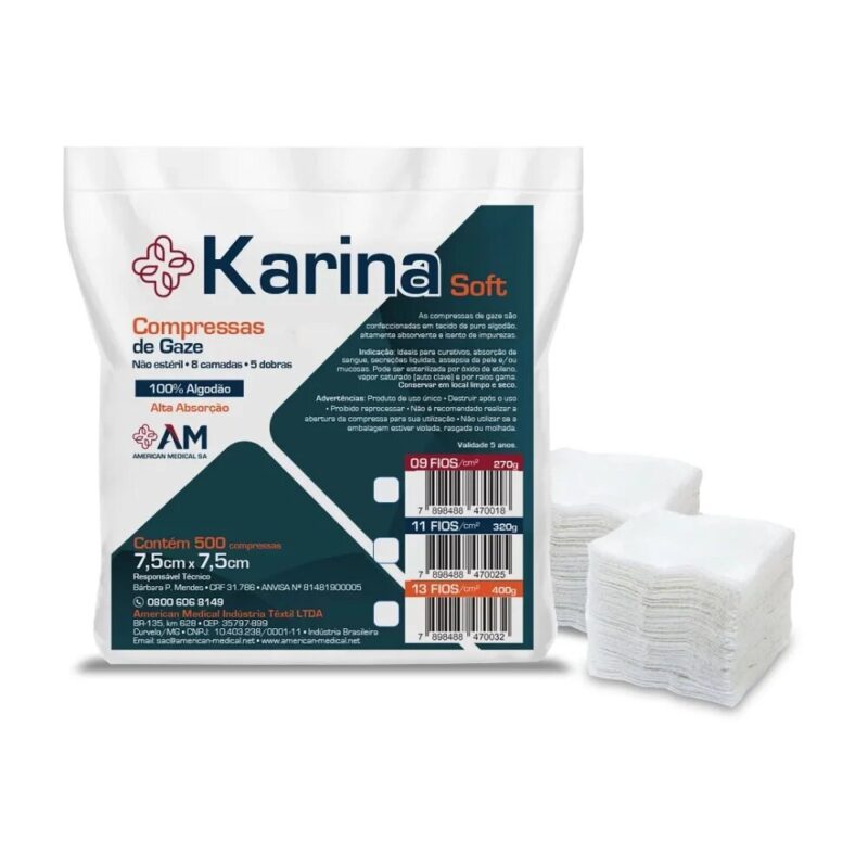 8f8db5ad561298c6764b4567a0cd10d5 1 Compressa de Gaze Nao Esteril Karina C/ 500 Unidades America
