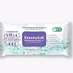 Toalha Umedecida Adulto 48 folhas 22 x 20cm - Essencial Care