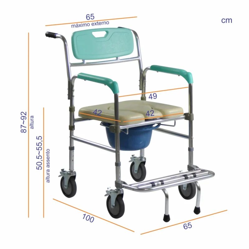 8b4cc6d66014230936cfae03472273fc 2 Cadeira de Banho Higiênica Alumínio FST7801 - Zimedical