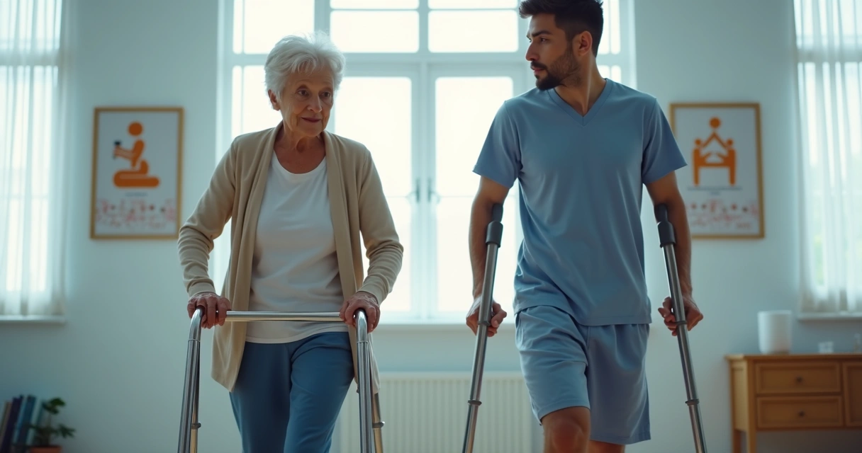 Andadores vs. Muletas: Qual é o Melhor para Recuperação? 4 Comparação entre andador e muleta em ambiente clínico