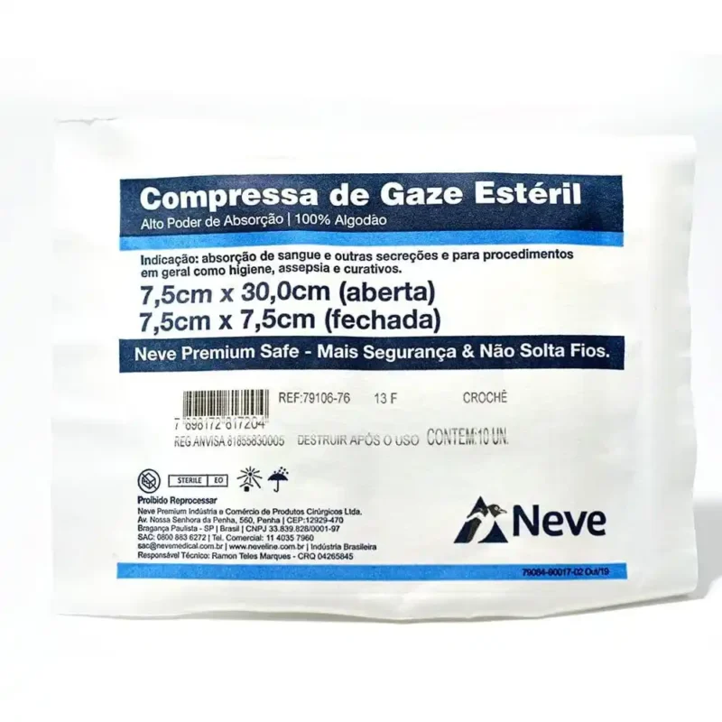 341836e39a9f63c6d20f2998bae6805f 4 Gaze Estéril Compressa com 13 Fios - Neve
