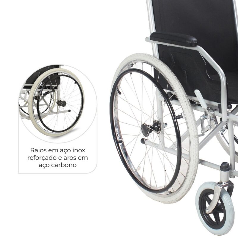 cadeira de rodas dobravel suporta 100kg d100 dellamed 10383 2 3b15cadea30e3a8c030ab6904f598420 1 Cadeira de Rodas Dobrável D100 em Aço - Dellamed