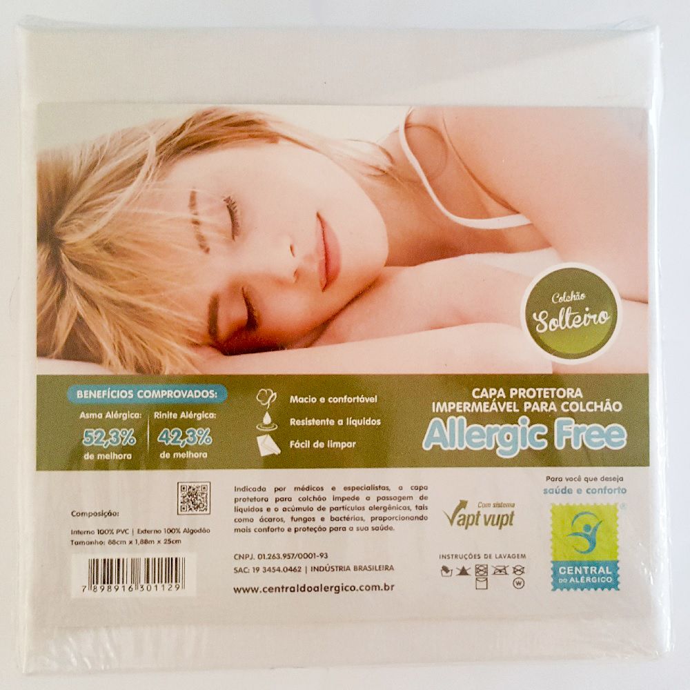 capa para colchao alergicfree solteiro com elastico algodao pvc 88x188x25 3595 1 edbfaaa27290785c11cafdf21cda11fb 1 Capa Colchão Allergic Free Mix Alg/Pol - Central do Alérgico - Elástico (Vapt-Vupt) - 188cmx88cmx25cm