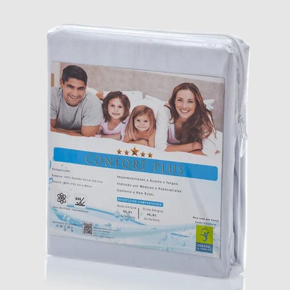 Capa Colchão Allergic Free Mix Alg/Pol - Central do Alérgico - Zíper - 188cmx88cmx20cm