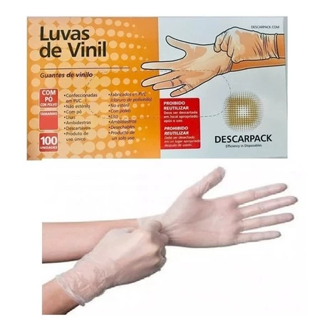 b93e8a55e8773500959c0e38a04f9434.webp Luva de Vinil Descartável Transparente 100un - Descarpack - Imagem 1