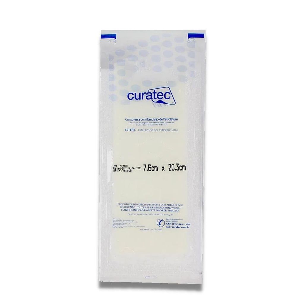 Curativo Petrolatum Compressa de Emulsão - Curatec 5 Curativo Petrolatum Compressa de Emulsão - Curatec – imagem 5 de 5