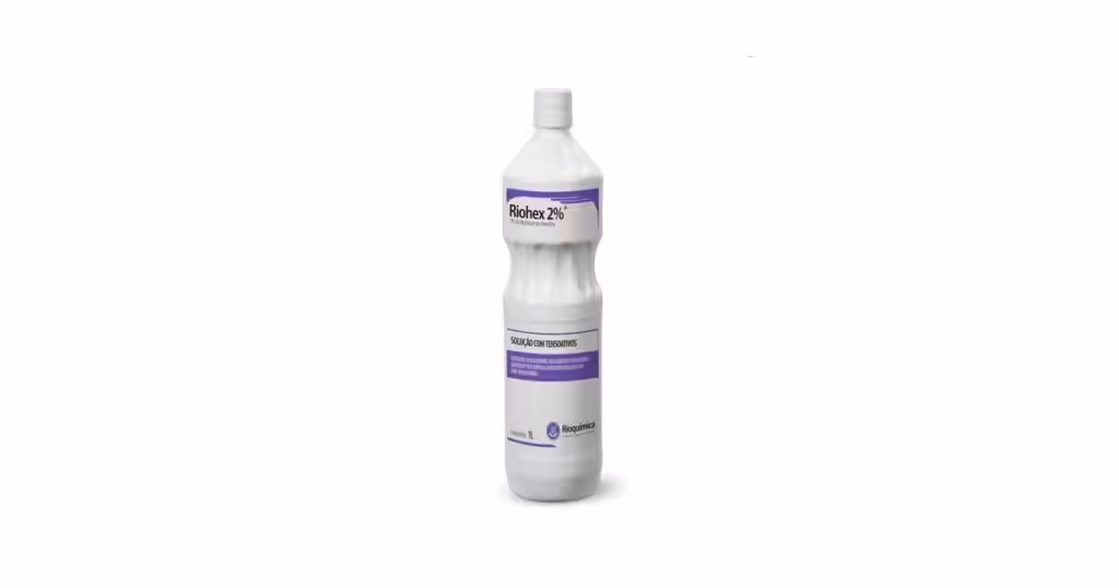 Assepsia e antissepsia: frasco de clorexidina degermante Riohex