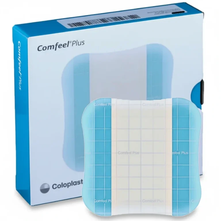 Curativo descolando no calor? Como escolher e fixar a cobertura certa nos dias quentes 3 Curativo hidrocolóide Comfeel Plus Coloplast em embalagem
