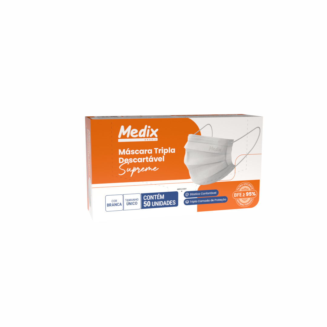 Máscara Tripla Descartável em TNT com 50 - Medix 1 Máscara Tripla Descartável em TNT com 50 - Medix