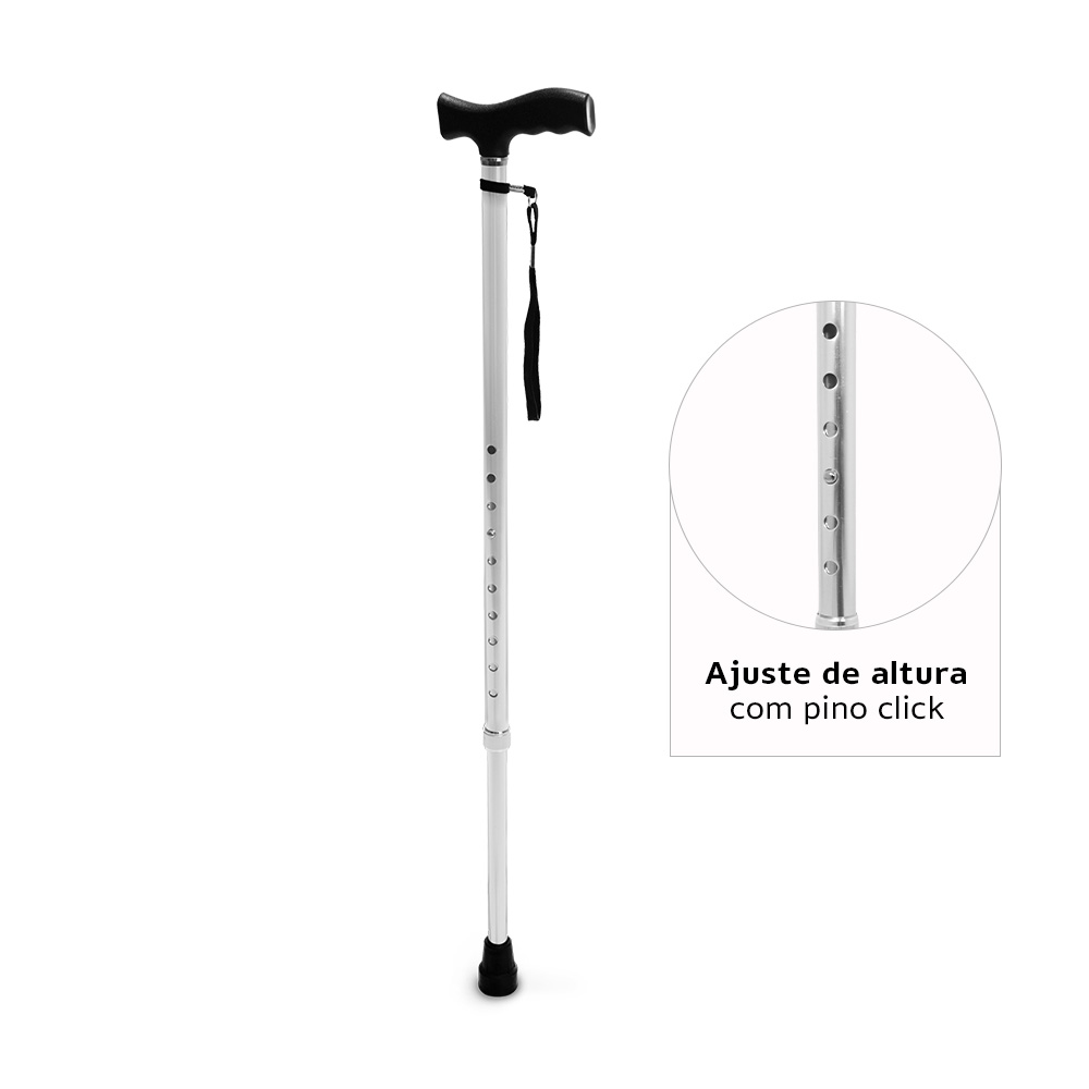 Bengala Tipo T D8 Leve Regulável em Alumínio - Dellamed 3 Bengala Tipo T D8 Leve Regulável em Alumínio - Dellamed – imagem 3 de 3
