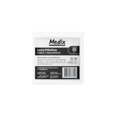 Luva Plástica Estéril Descartável Ambidestra - Medix