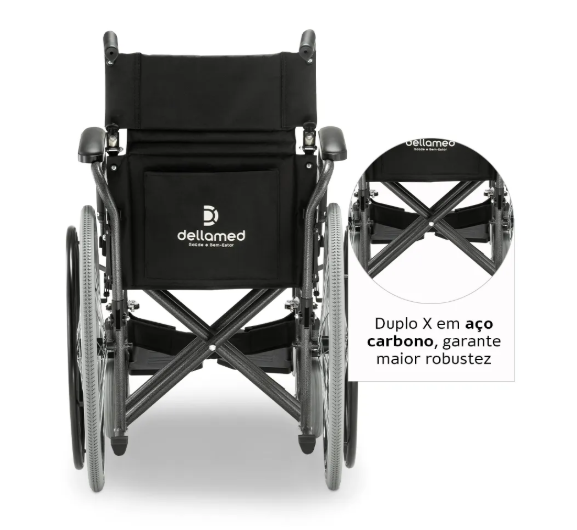 Cadeira de Rodas Dobrável em Aço D400 até 120 kg - Dellamed 3 Cadeira de Rodas Dobrável em Aço D400 até 120 kg - Dellamed – imagem 3 de 4